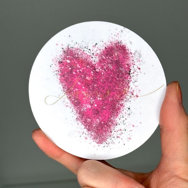 Pyöreä lasinalunen "sydän", halkaisija 10 cm